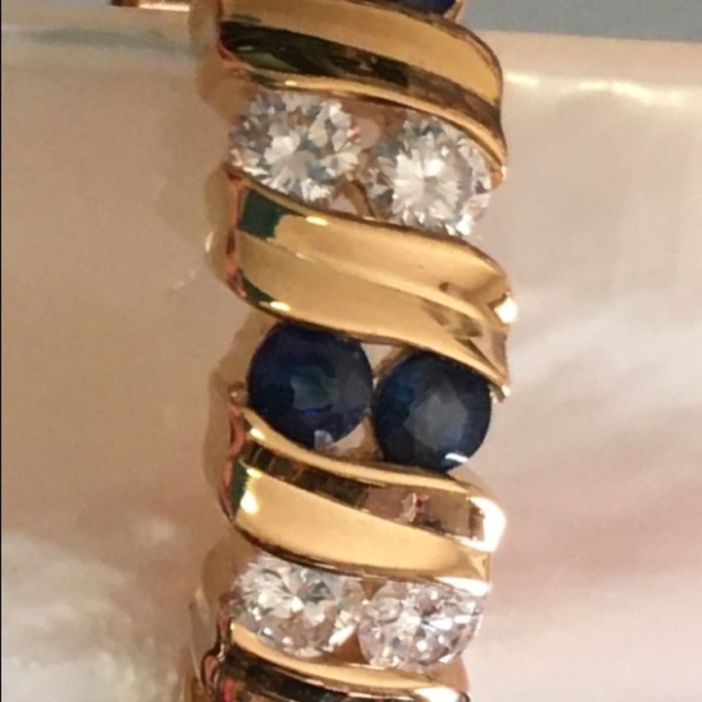 3/4 ct. Genuine Diamond/sapphire band matched set - Picture 4 of 4